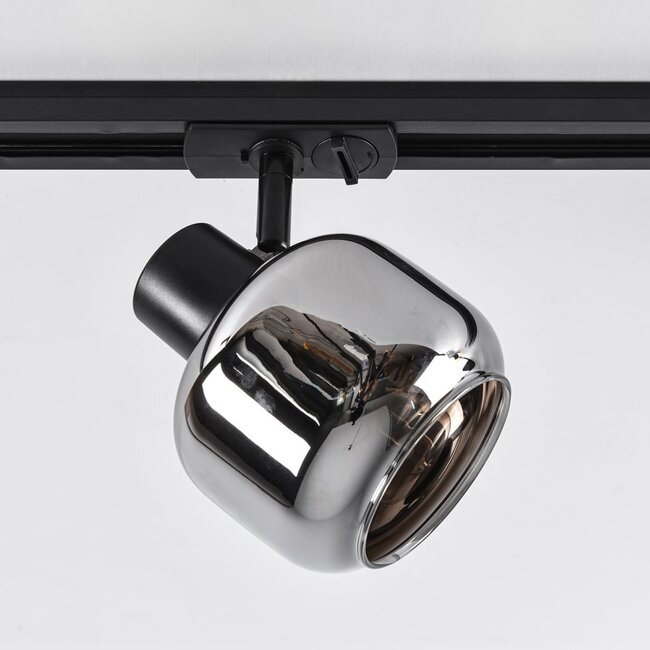 1-phase track system set of 1.5 metres with Juna spotlights, smoked glass