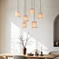6-light pendant lamp with beige fabric lampshades - Vouw