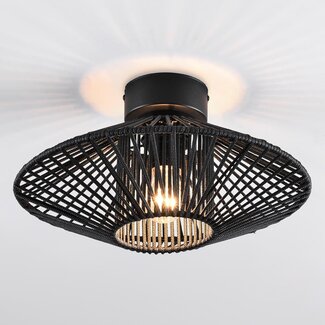 Black outdoor lamp Woven from braided rope