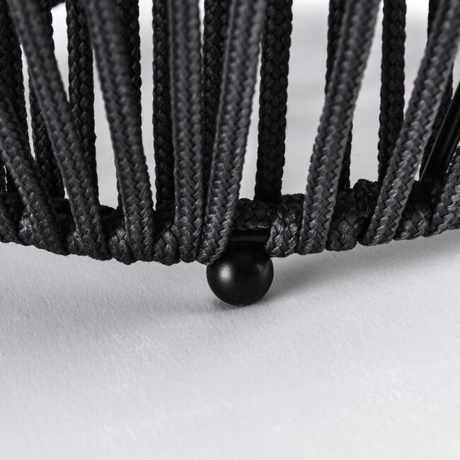 Solar table lamp Wovra with woven rope - black with integrated LED