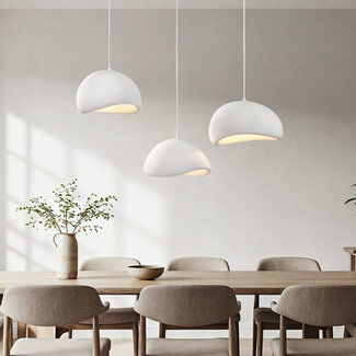 3-light Wabi-Sabi pendant lamp Shibui with White Stone effect - 3 x 40 cm