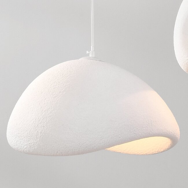 3-light Wabi-Sabi pendant lamp Shibui with White Stone effect - 3 x 40 cm