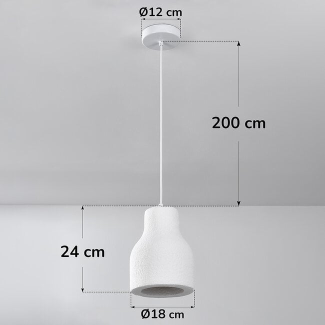 Minimalist Haru pendant lamp Ø18 cm in Wabi-Sabi style - White Stone effect