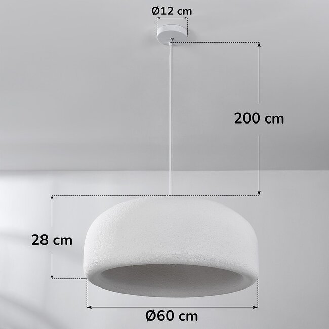Minimalist Wabi-Sabi Kaoru pendant lamp Ø60 cm with stone effect - White