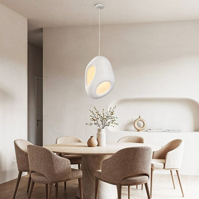 Modern Wabi-Sabi Mori pendant lamp with White stone effect - 42 x 58 cm