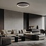 Cercul Black ceiling light with 3-step dimmable LEDs and grey stone effect, Ø60 cm, 29W