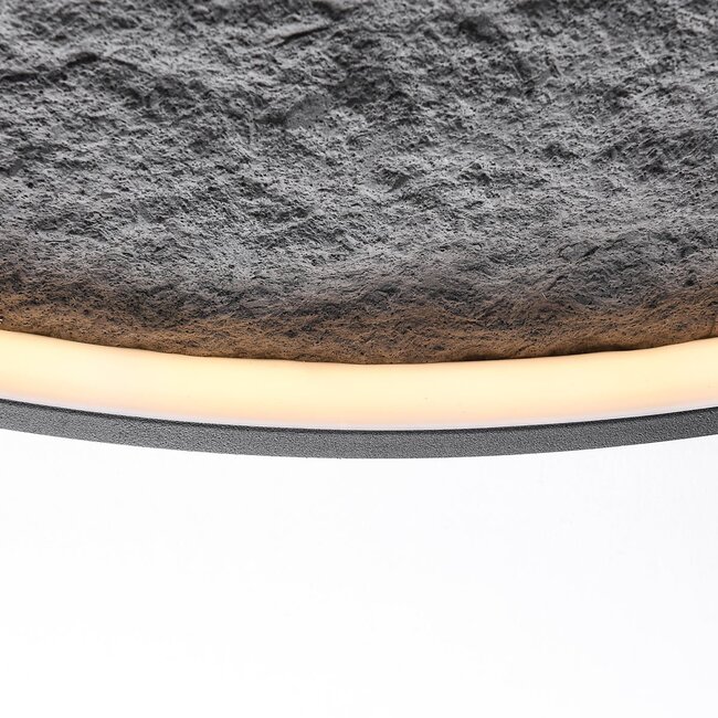 Black Cercul ceiling light with 3-step dimmable LEDs and grey stone effect, Ø60 cm, 29W