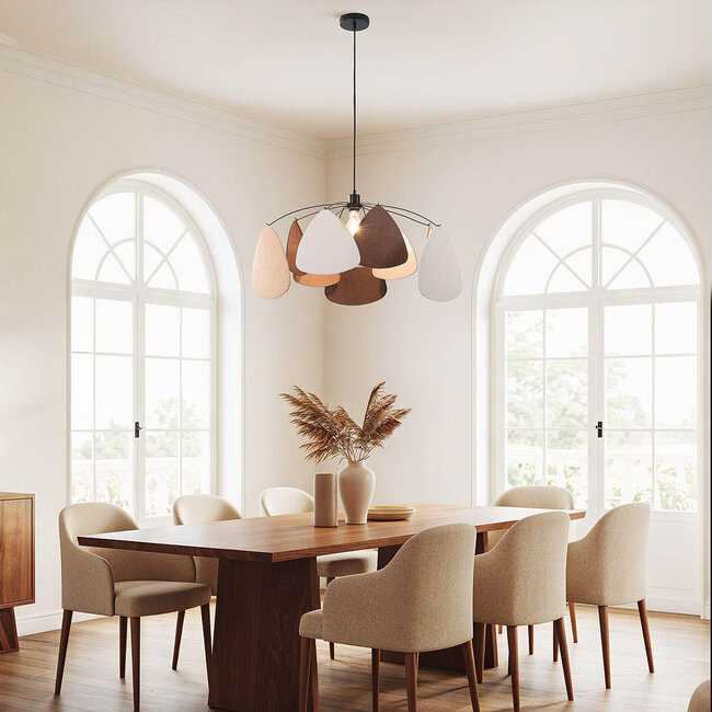 Modern black pendant lamp Floare, three colours of linen