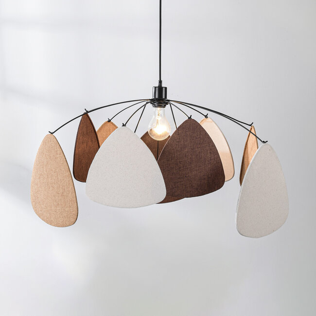 Modern black pendant lamp Floare, three colours of linen
