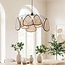 Black boho pendant lamp Floare with rattan