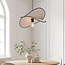 Sapca pendant lamp designer lighting, white linen with Black accents
