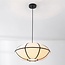 Minimalist linen pendant lamp Ovala - white with black accents