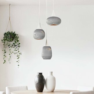 Zensa Designer 3-light cardboard pendant light - white
