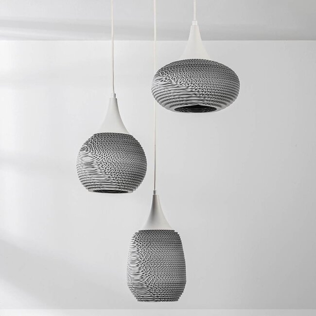 Zensa cardboard pendant lamp, 3-light - white