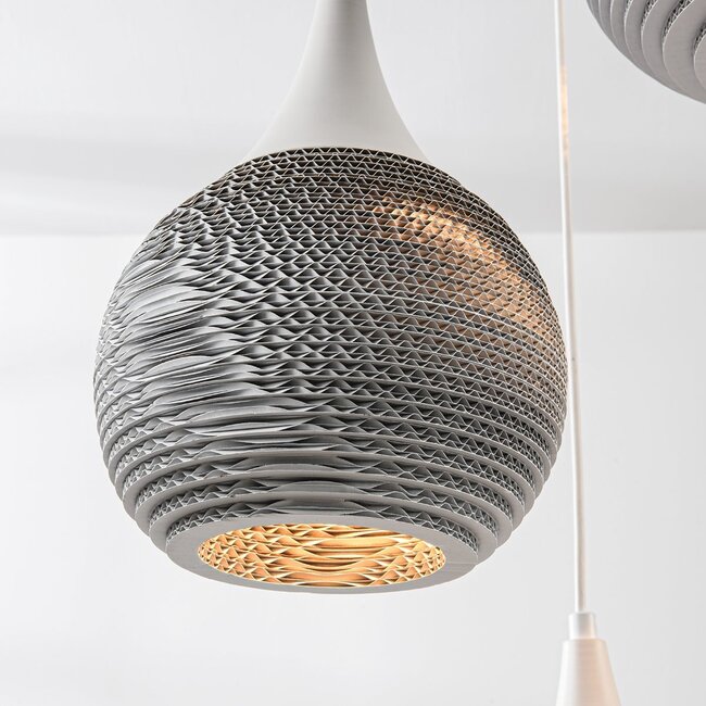 Design cardboard pendant light Zensa, 3-light - white