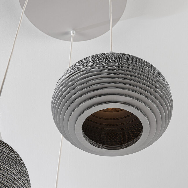 Design cardboard pendant light Zensa, 3-light - white