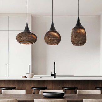 3-light cardboard pendant lamp Folia - black and brown