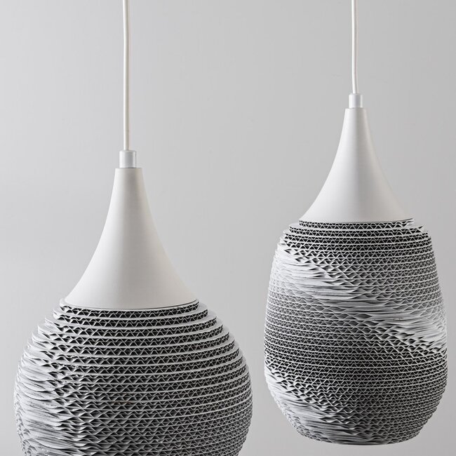 Modern cardboard pendant lamp Folia, 3-light - White