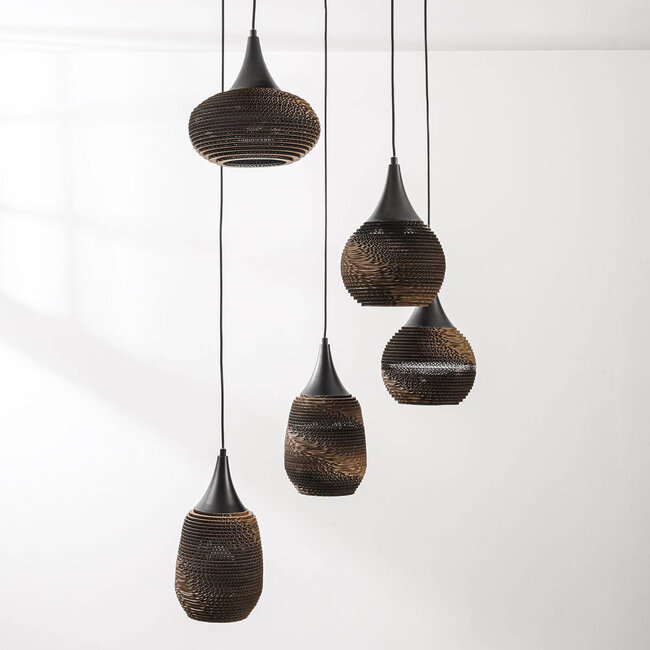 Filtra 5-light pendant light - paper fibre