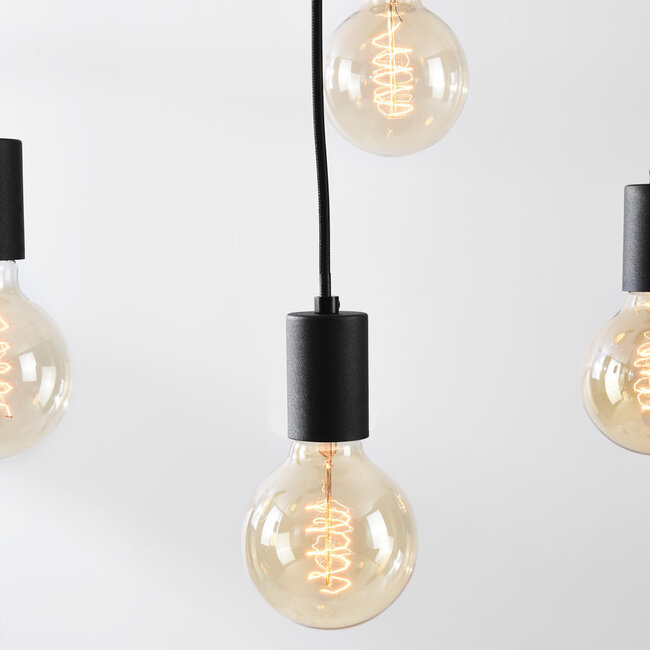 Industrial 6-light cord pendant Nivelle - black (excluding E27 bulbs)