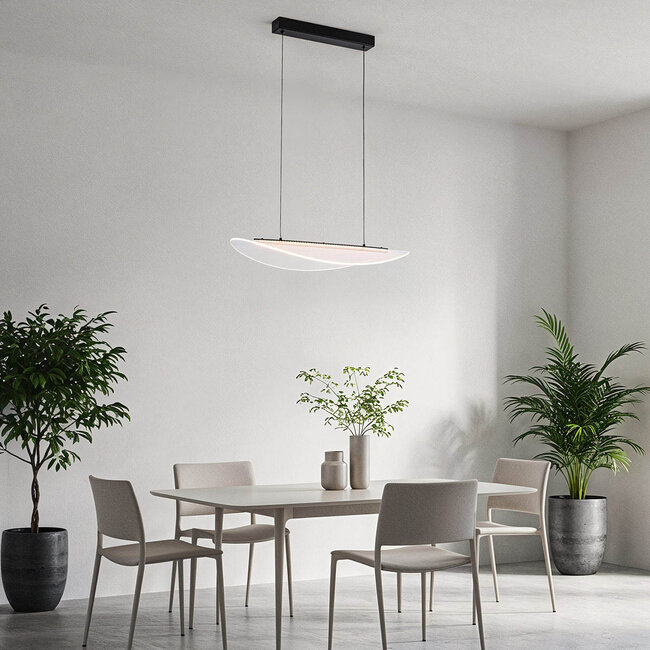 Flectra designer pendant lamp with 3-step dimmable LEDs and grid pattern - black