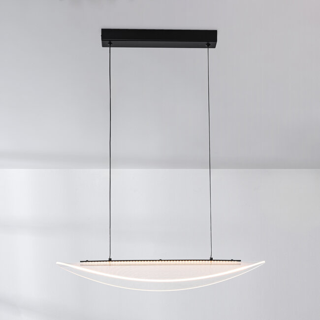 Flectra designer pendant lamp with 3-step dimmable LEDs and grid pattern - black