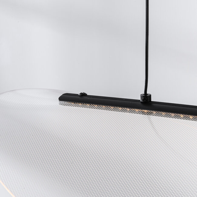 Flectra designer pendant lamp with 3-step dimmable LEDs and grid pattern - black