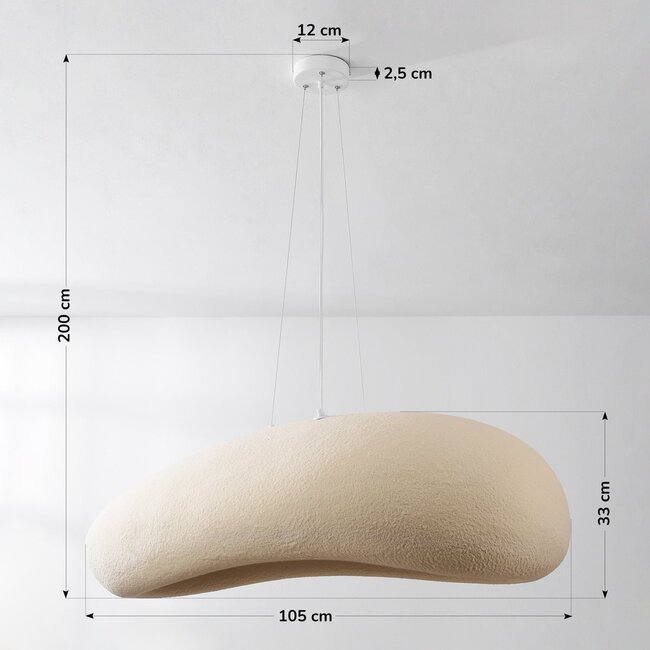 Wabi-Sabi pendant light Numa 105 x 33 cm - sand beige