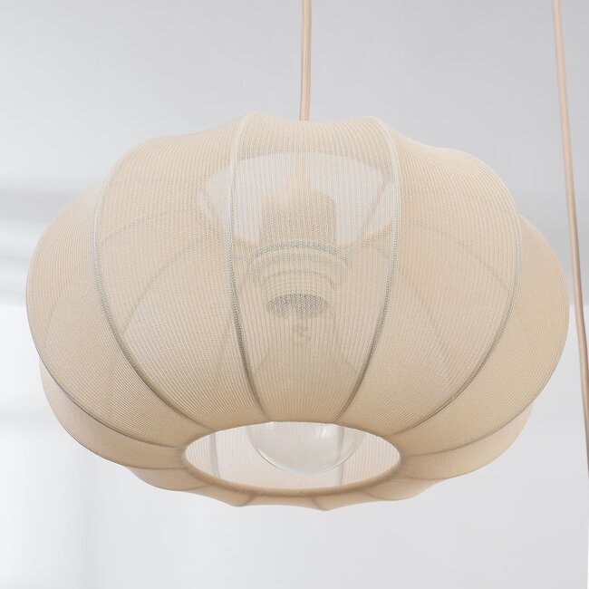 Canvas fabric pendant lamp with 5 light points - beige