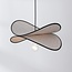 Designer pendant light Sapca, beige linen with black accents