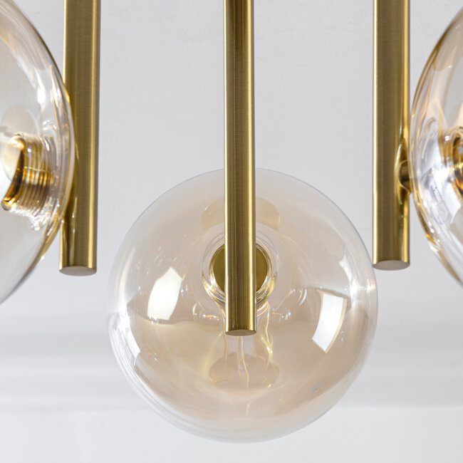 3-light ceiling lamp Elora brass with cognac glass