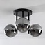 3-light Black ceiling lamp Elora with smoked glass