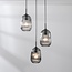 Isara designer lighting pendant lamp with ribbed smoked glass, 3-light