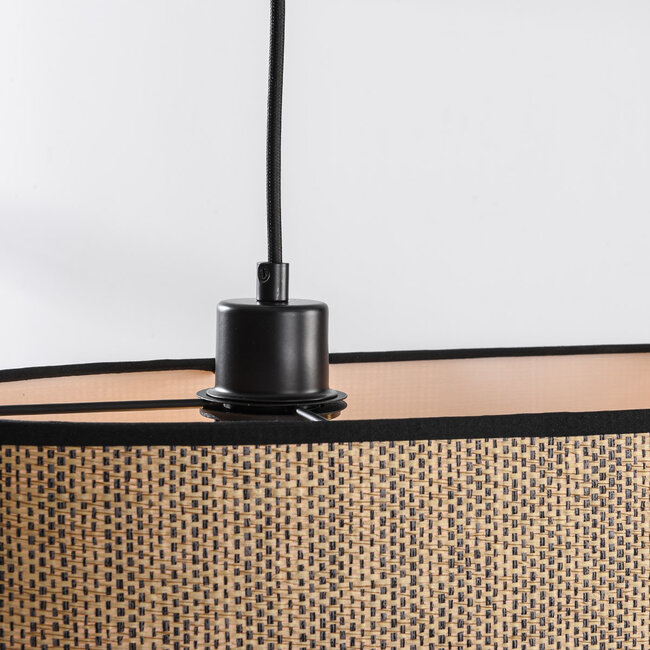 2-light modern pendant lamp Esmora Black with oval fabric shade