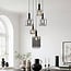 Pendant light Rustique 5-light with smoked glass and black fitting