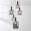 Pendant light Rustique 5-light with smoked glass and black fitting