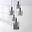 Pendant light Rustique 5-light with smoked glass and black fitting