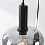 Pendant light Rustique 5-light with smoked glass and black fitting