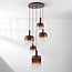 Rustique 5-light pendant light with light brown glass - bronze