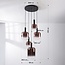 Rustique 5-light pendant lamp with dark brown glass