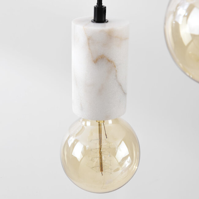 Industrial cord pendant Caverna 6-light with marble details (excluding E27 bulbs)