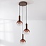 Pendant Light Dijon in brown with three glass globes with ombre effect
