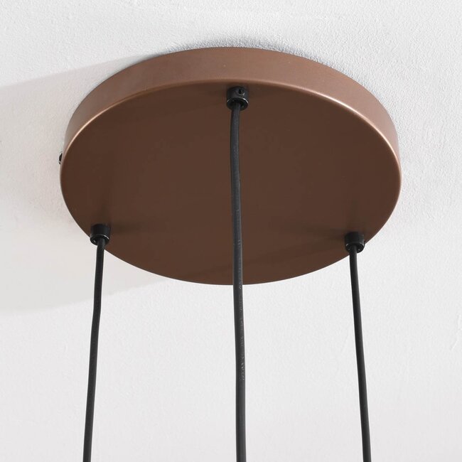Pendant light Dijon in brown with three glass spheres with an ombre effect