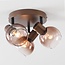 Terra ceiling light in brown with three glass globes