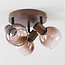 Ceiling light Terra in brown with three glass spheres