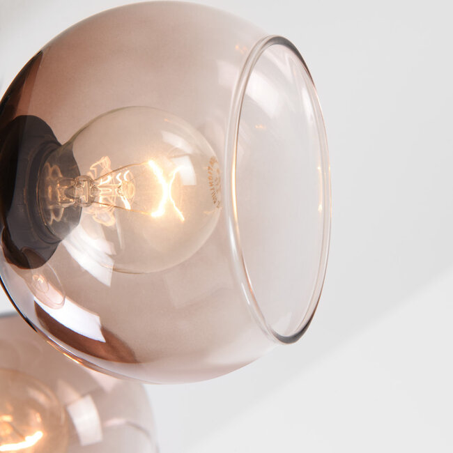 Ceiling light Terra in brown with three glass spheres