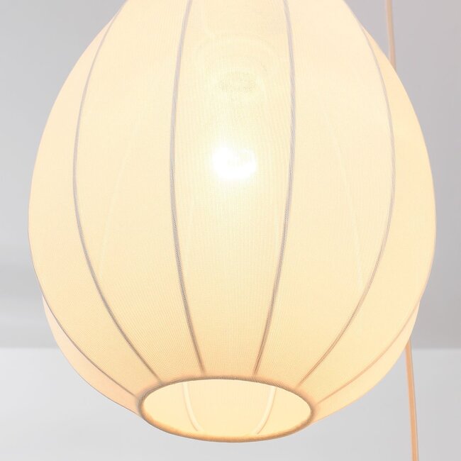 3-light Japandi pendant lamp with beige fabric lanterns - Fabrica