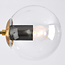 Designer pendant light Hepta with transparent glass spheres and black fittings