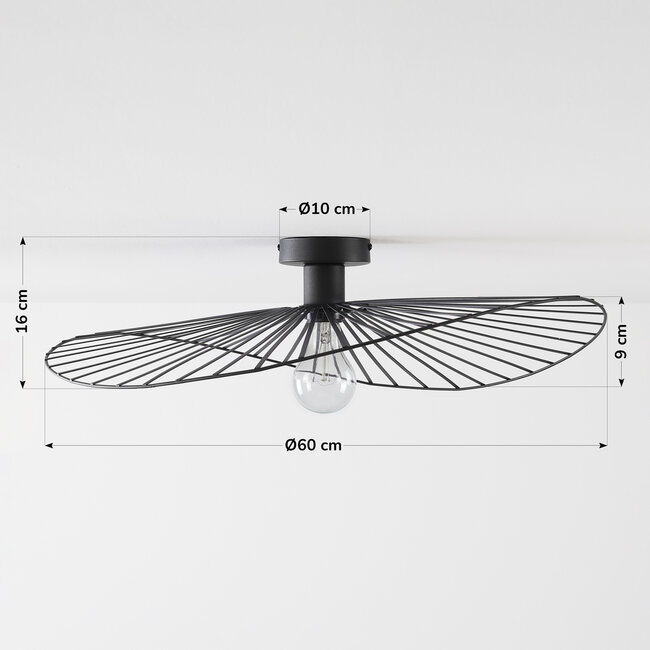 Ceiling light Cirque in black metal