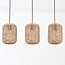 Terre 3-light pendant light - black metal and natural shades